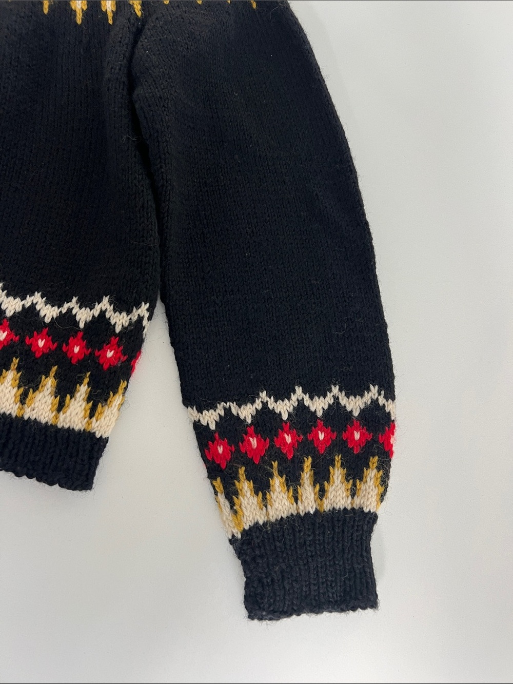 Hand knit in Norway 100% wool mothproof fair isle cardigan long sleeve sweater 6 - Picture 13 of 14